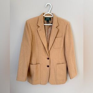Ralph Lauren Tan 100% Camel Hair Blazer Size 10 Pockets Preppy Old Money USA